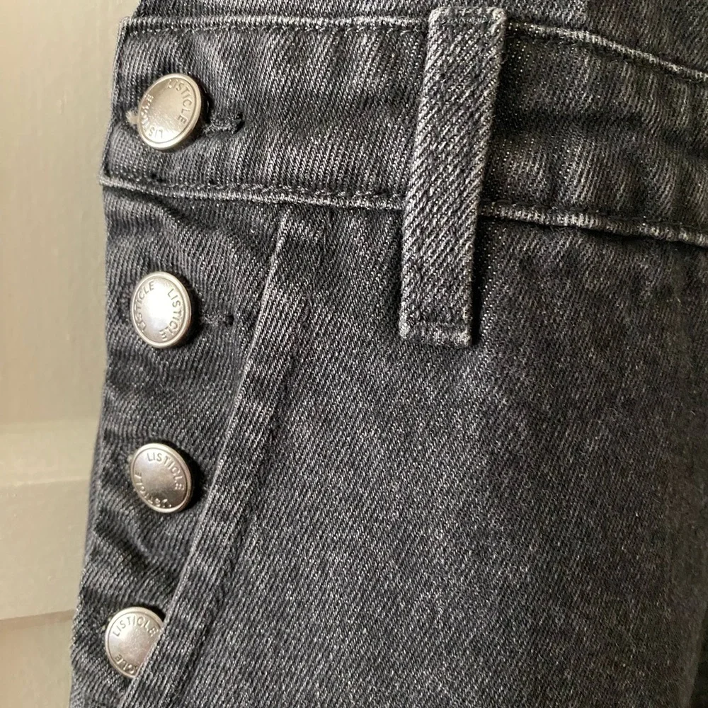 Listicle NWT Black Denim Midi Overall Bib Dress Size S Small - Picture 9 of 11